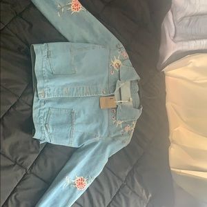 denim floral jacket